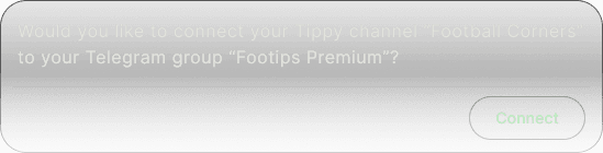 A dialog asking whether the user would like to connect their Tippy channel to their Telegram group.