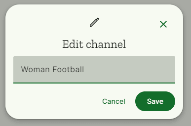 modal de nome do canal
