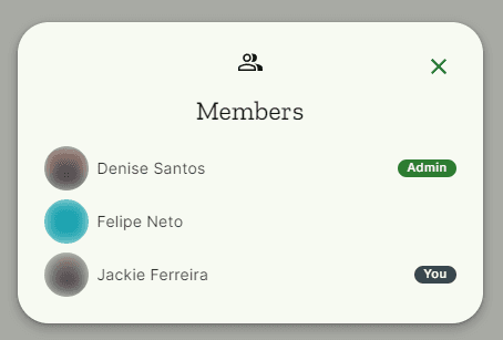 modal de administração de membros