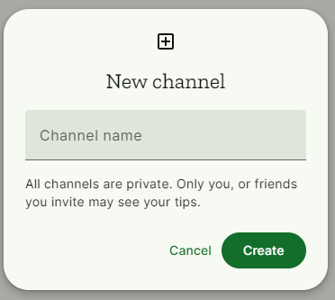 new channel modal