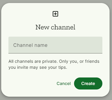 modal de novo canal