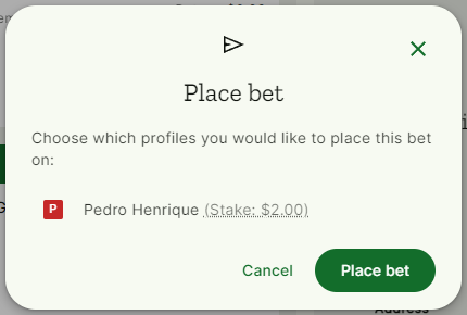 place bet modal