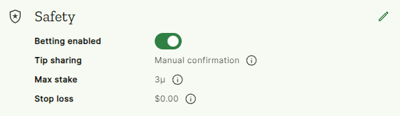seção de configurações de segurança