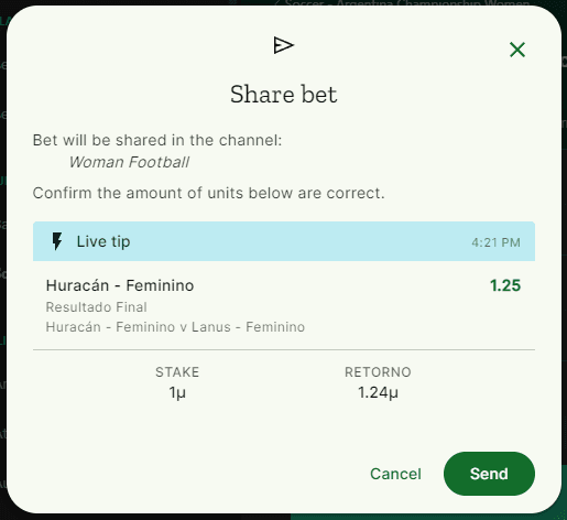 modal de compartilhamento de dicas